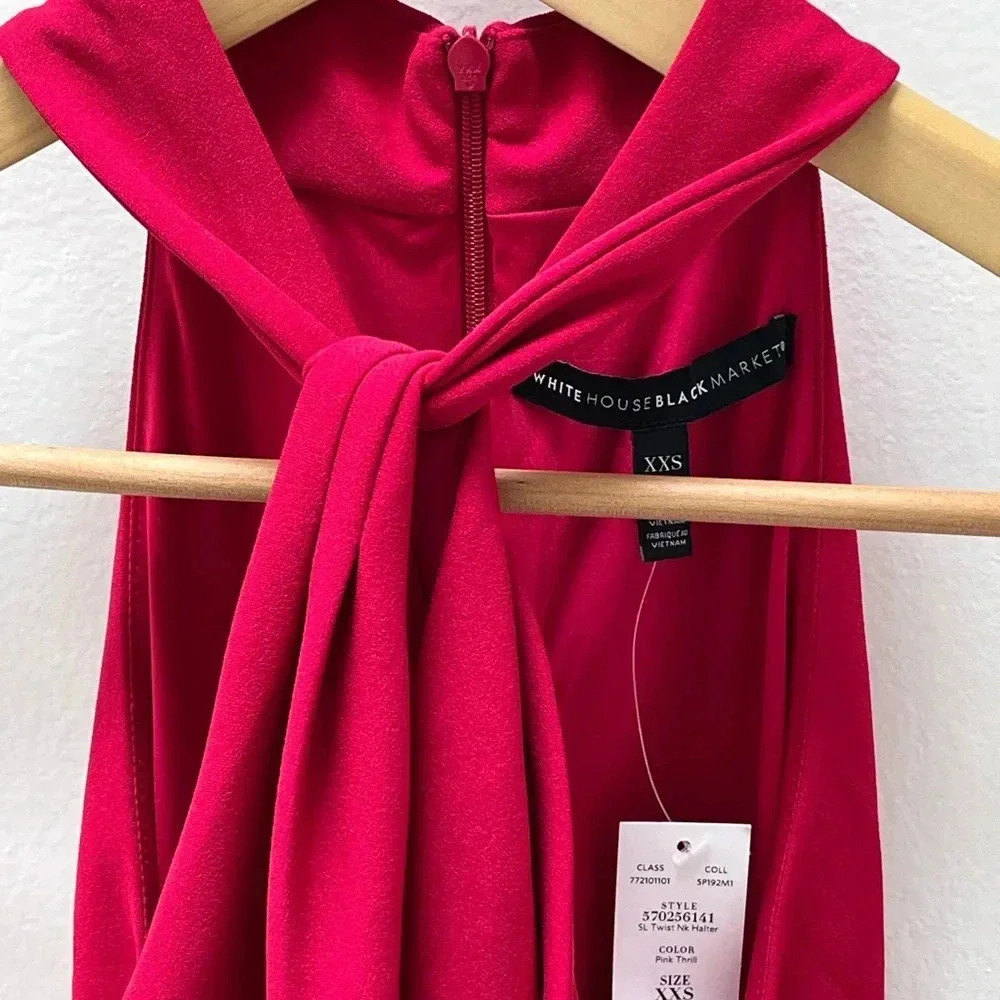 White House Black Market Pink Red Tie-Neck Tank Top